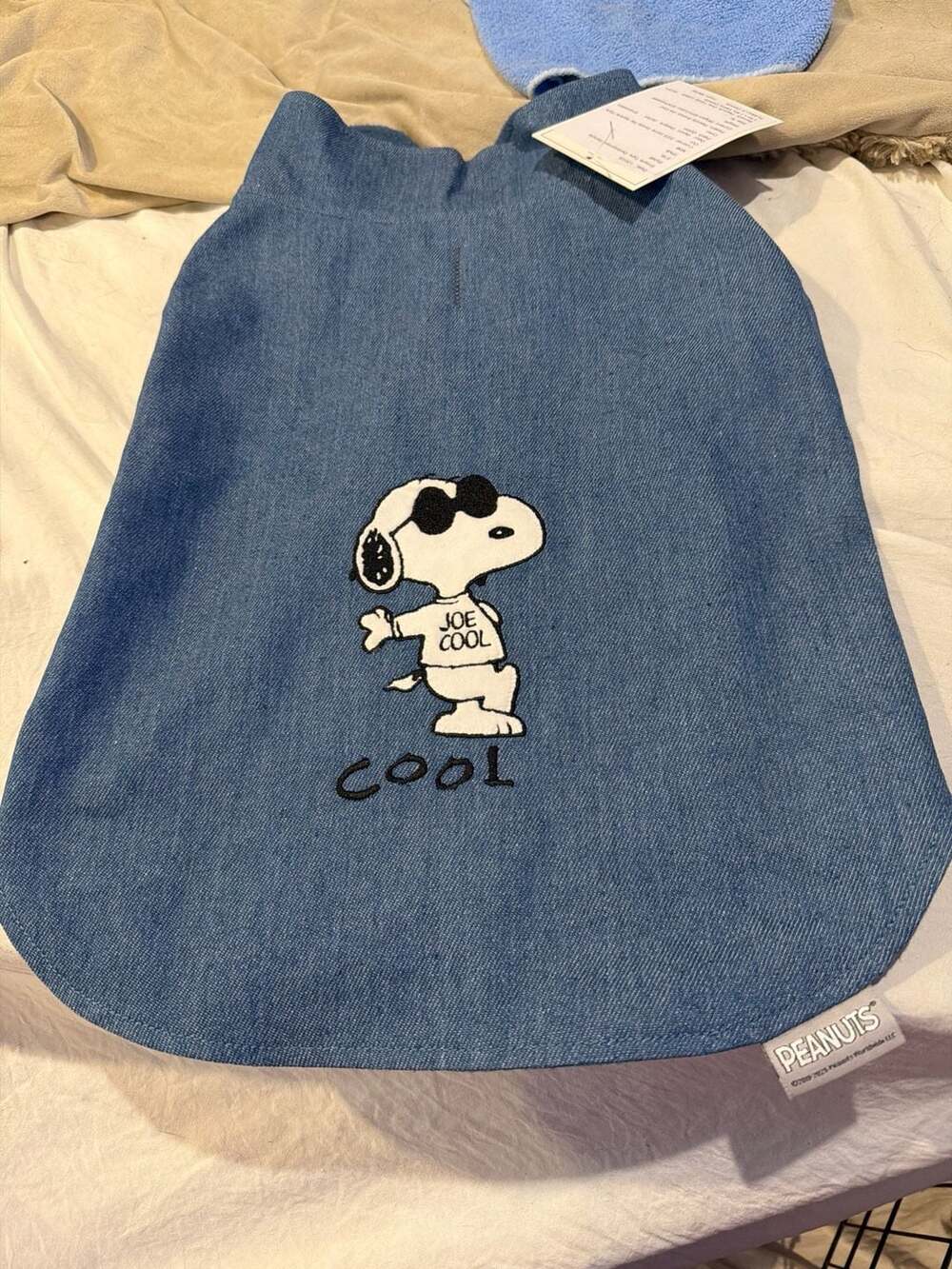 Peanuts Snoopy Joe Cool‎ Med Denim Dog Jacket with Fleece Lining